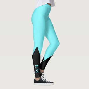 Triangle noir Initiale Leggings bleus électriq