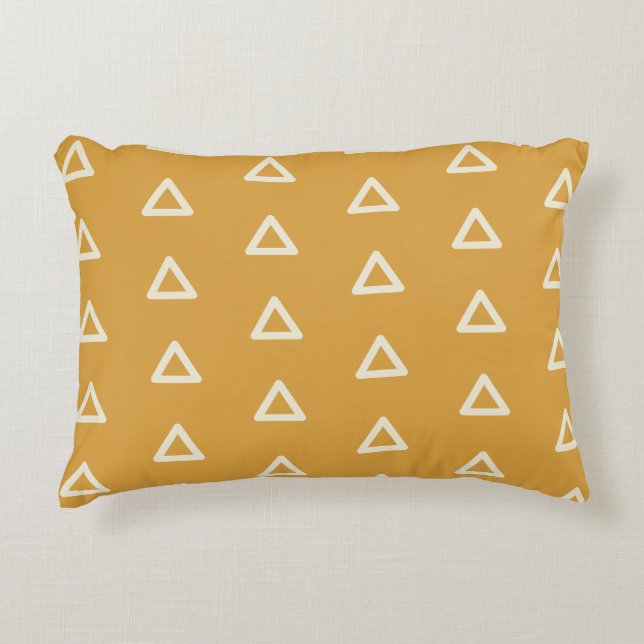 Triangle Pattern Golden Yellow & Cream Geometric Accent Kussen (Voorkant)
