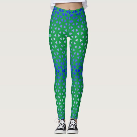 Triangle.Pattern.shade.blue.01 Green BG Leggings (Voorkant)
