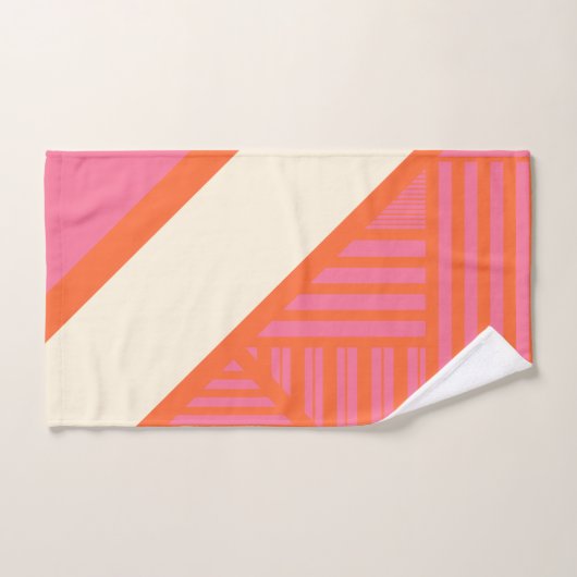 Triangle rayures en rose, orange et crème (Serviette à main)