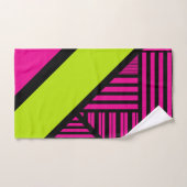 Triangle rayures en vert citron, rose chaud et noi (Serviette à main)