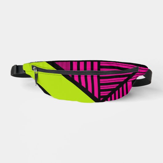 Triangle rayures en vert citron, rose chaud et noi (Recto)