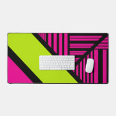 Triangle rayures en vert citron, rose chaud et noi (Clavier et souris)