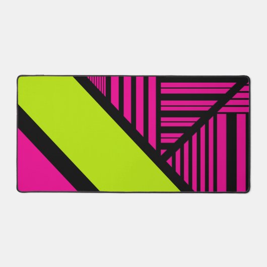 Triangle rayures en vert citron, rose chaud et noi (Recto)