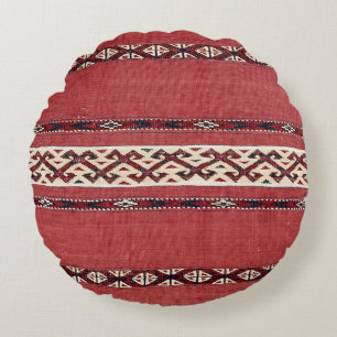 Triangle Stripe Kilim IV Red Black White Rond Kussen
