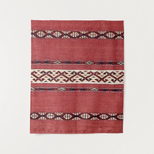 Triangle Stripe Kilim IV Red Black White Wandkleed (Voorkant)