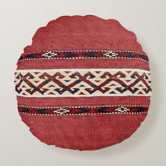 Triangle Stripe Kilim Red Black White Rond Kussen