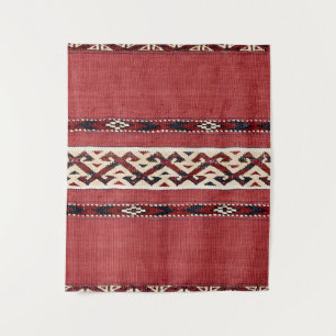 Triangle Stripe Kilim Red Black White Wandkleed