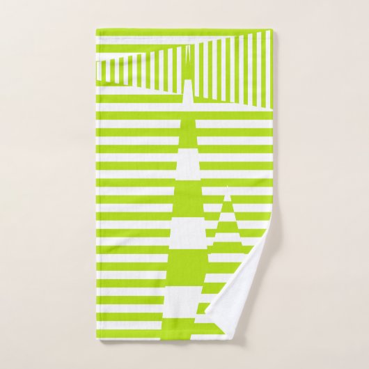 Triangle Stripes - Lime Green en White Bad Handdoek (Handdoek)