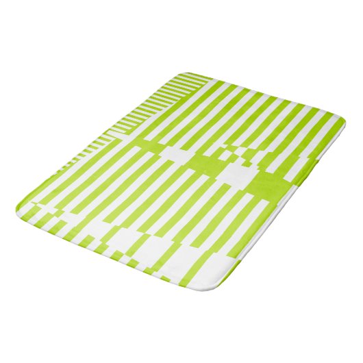 Triangle Stripes - Lime Green en White Badmat (Gekanteld)