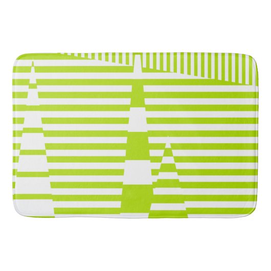 Triangle Stripes - Lime Green en White Badmat (Voorkant)