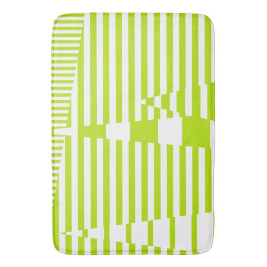 Triangle Stripes - Lime Green en White Badmat (Voorkant Verticaal)