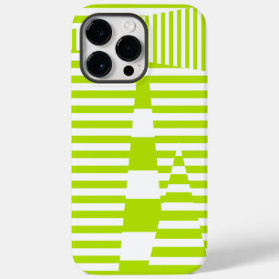 Triangle Stripes - Lime Green en White Case-Mate iPhone 14 Pro Max Hoesje