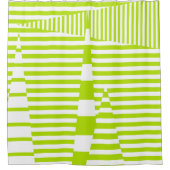 Triangle Stripes - Lime Green en White Douchegordijn (Voorkant)
