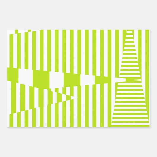 Triangle Stripes - Lime Green en White Inpakpapier Vel (Voorkant)