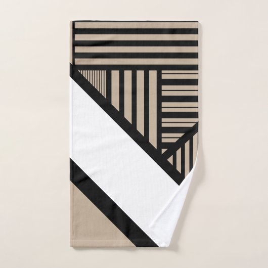 Triangle - Taupe, noir et blanc (Serviette à main)