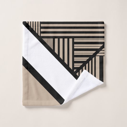 Triangle - Taupe, noir et blanc (Gant de toilette)