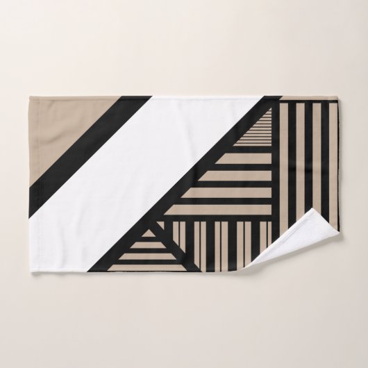 Triangle - Taupe, noir et blanc (Serviette à main)