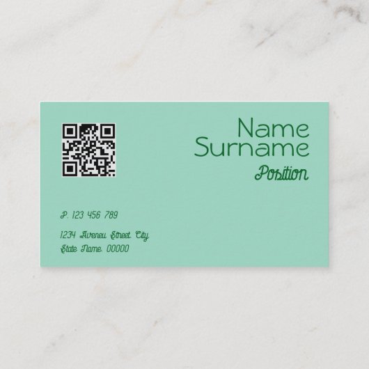 Triangle vert turquoise gris Carte de visite QR (Dos)