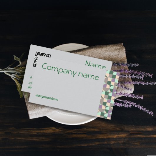 Triangle vert turquoise gris Carte de visite QR