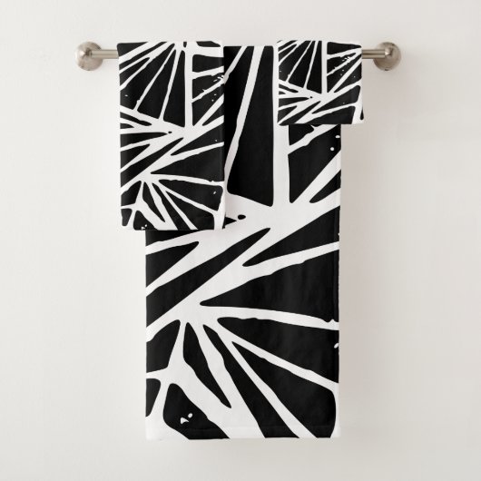 Triangles Abstraits noir et blanc Impression Lino (En situation)