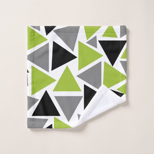 Triangles aléatoires Lime Vert gris noir blanc (Gant de toilette)