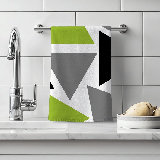 Triangles aléatoires vert citron gris noir blanc