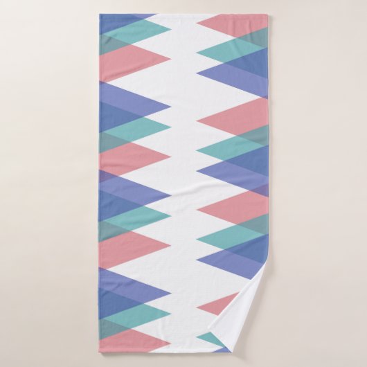 Triangles bleu et corail (Serviette de bain)