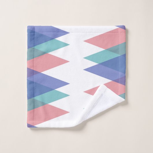 Triangles bleu et corail (Gant de toilette)