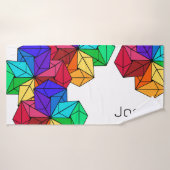 Triangles de cubes arc-en-ciel lumineux 3D sur bla (Serviette de bain)