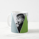 Triangles en bleu et vert Photo Mug (Devant gauche)