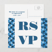 Triangles géométriques bleus carte postale RSVP (Devant / Derrière)