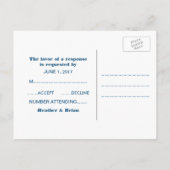 Triangles géométriques bleus carte postale RSVP (Dos)