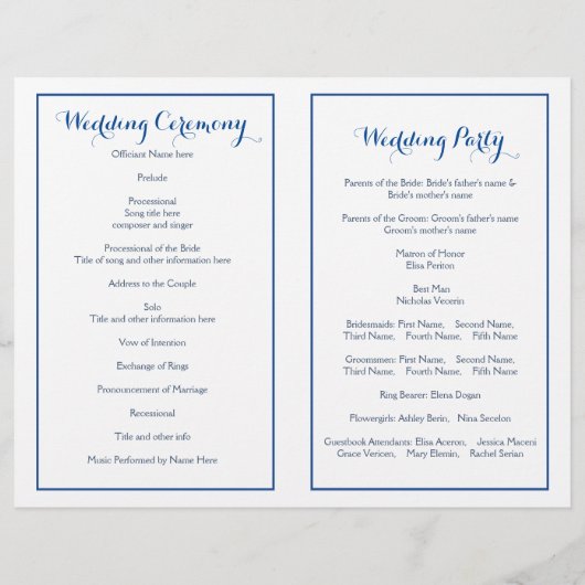 Triangles géométriques bleus programme de mariage  (Dos)