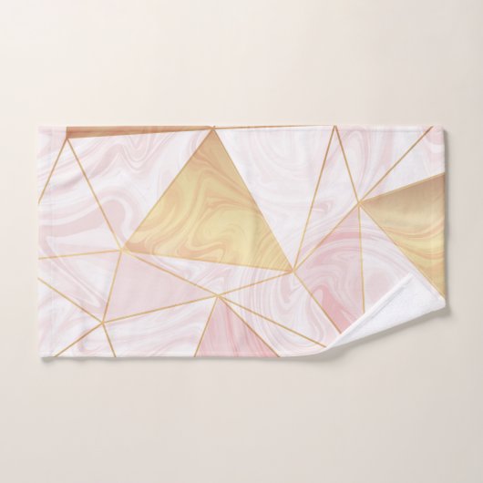 Triangles géométriques en marbre rose et or (Serviette à main)