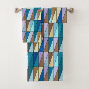 Triangles géométriques modernes, bleu et café Brow