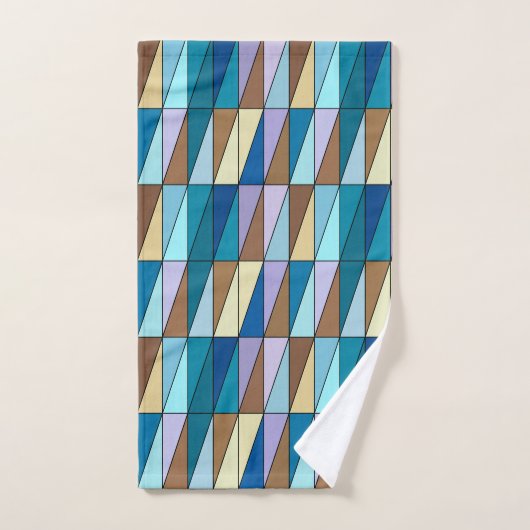Triangles géométriques modernes, bleu et café Brow (Serviette à main)