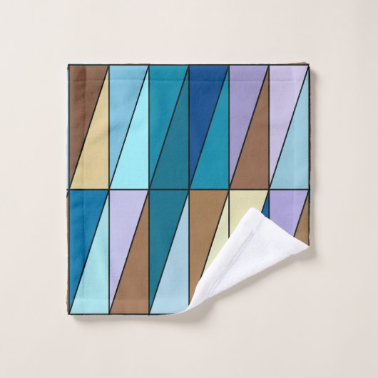 Triangles géométriques modernes, bleu et café Brow (Gant de toilette)