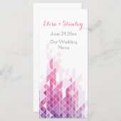 Triangles géométriques roses carte de menu mariage (Devant / Derrière)