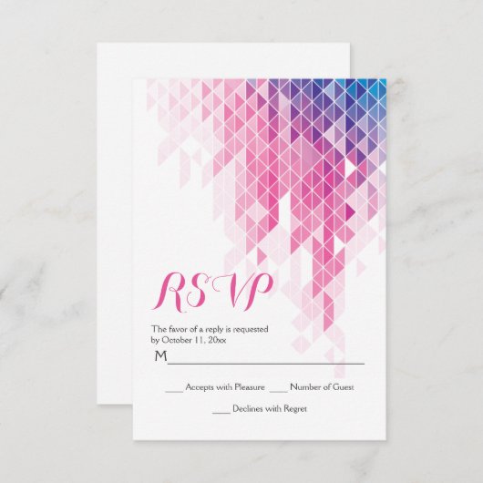 Triangles géométriques roses mariage moderne RSVP (Devant / Derrière)
