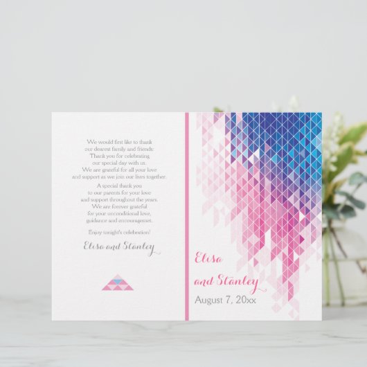 Triangles géométriques roses programme de mariage  (Debout devant)