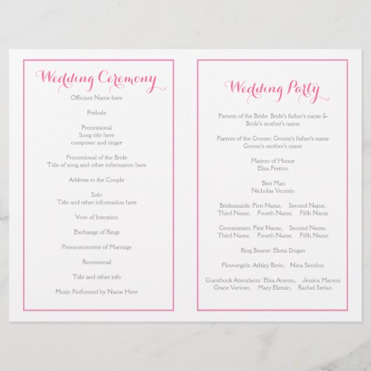 Triangles géométriques roses programme de mariage  (Dos)