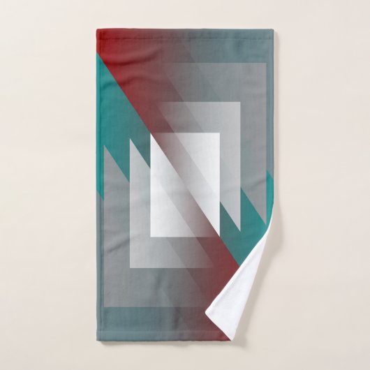 Triangles gris turquoise sur bordeaux (Serviette à main)