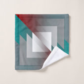 Triangles gris turquoise sur bordeaux (Gant de toilette)