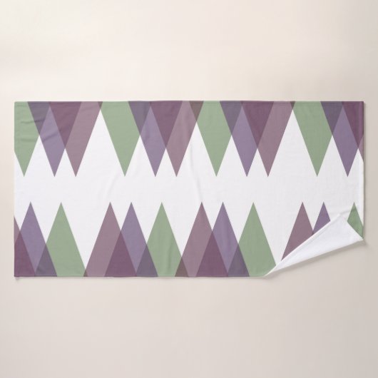 Triangles mauve et vert (Serviette de bain)