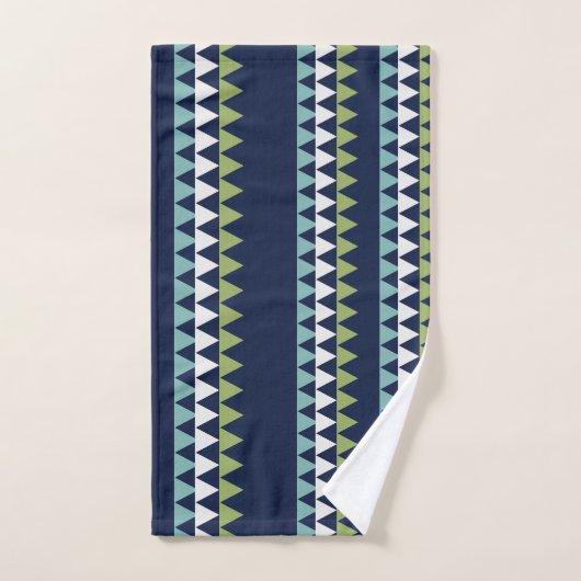 Triangles Neptune, Seashell, Green et Navy (Serviette à main)