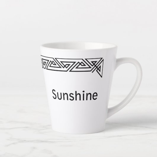Triangles noir et blanc Mug Latte personnalisée (Droite)