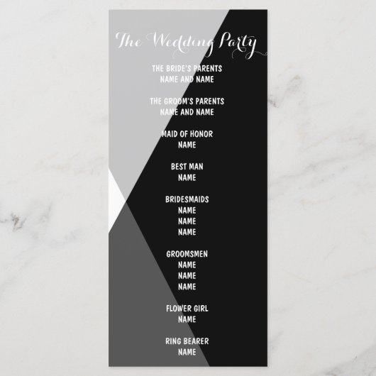 Triangles noirs modernes Programme de mariage (Dos)