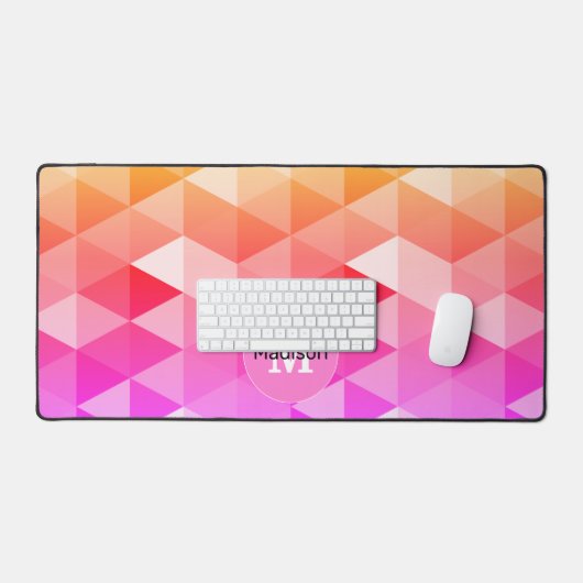 Triangles rétro-néon rose orange motif Monogramme (Clavier et souris)