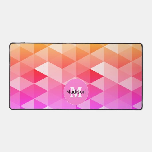 Triangles rétro-néon rose orange motif Monogramme (Recto)